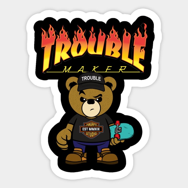 skater teddy bear Sticker by janvimar